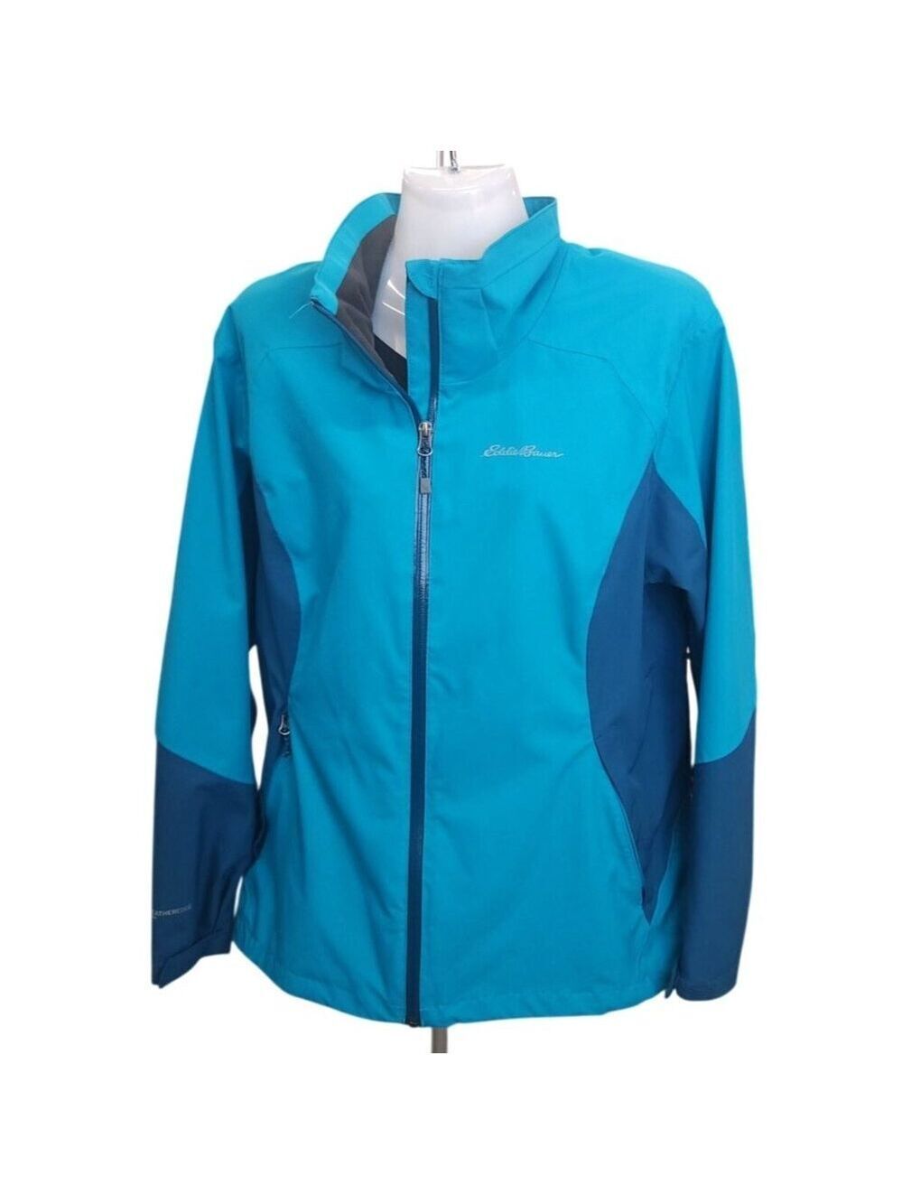 Eddie Bauer Womens XL Turquoise Jacket With Detachable Hood medium weight